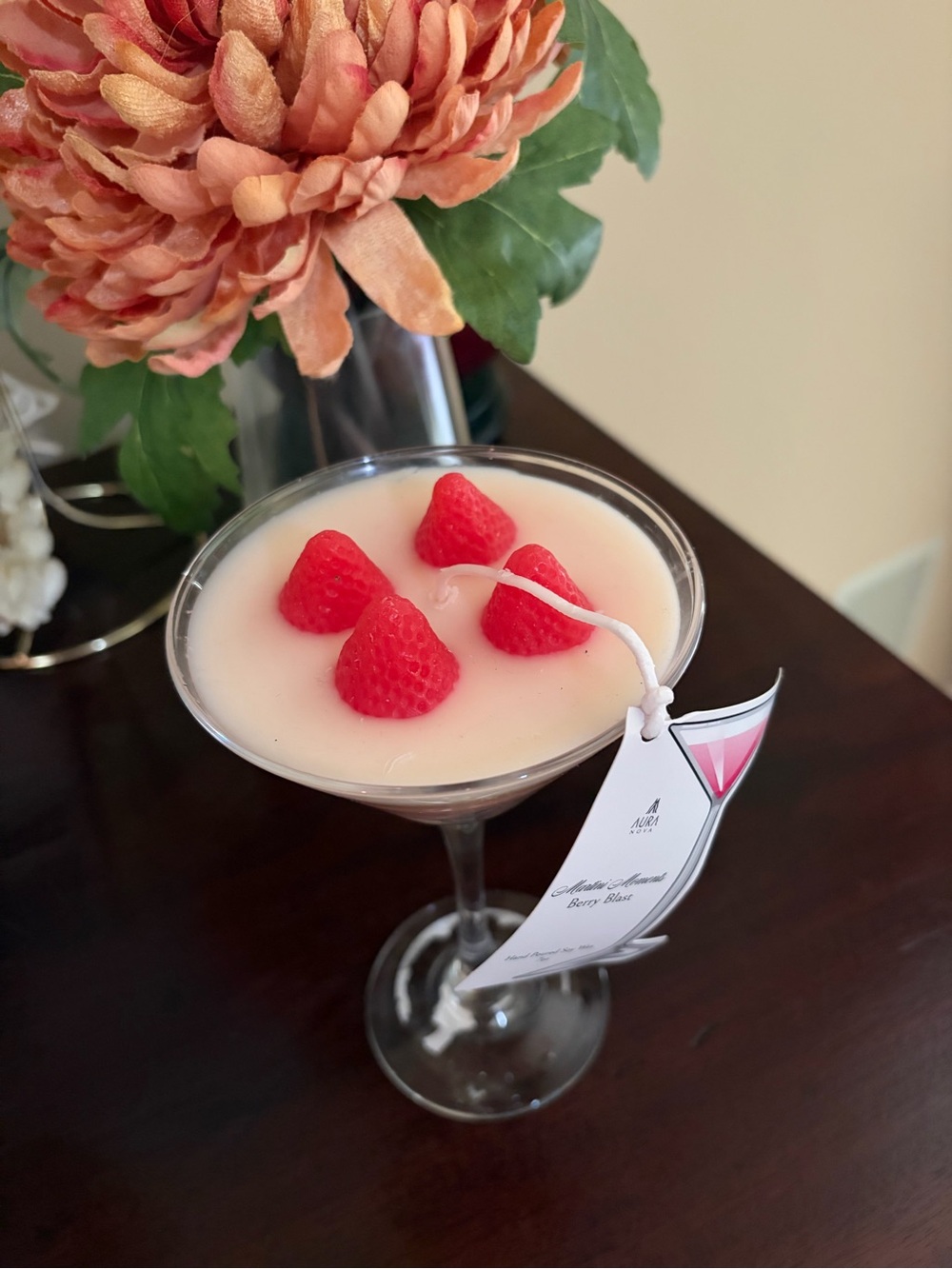 NWT Aura Martini Moments Berry Blast hand poured soy wax candle